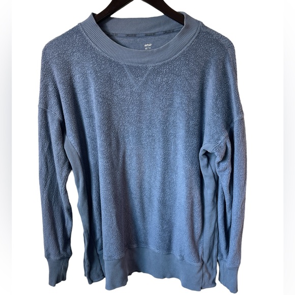 Aerie Cozy Good Vibes Oversized Crewneck Sweatshirt w/split sides, Blue size XS - Picture 1 of 9